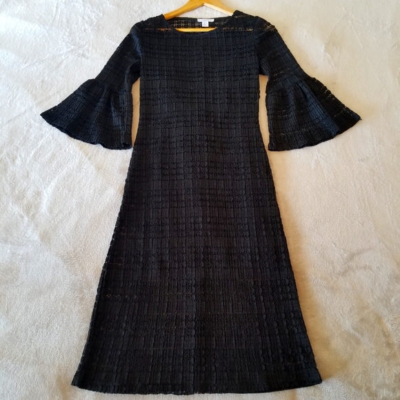 Carolina Belle Dresses & Skirts - CAROLINA BELLE Crochet Bell Sleeve Semi-sheer Dress